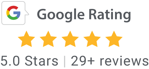 Google 5.0 star rating and 29+ reviews